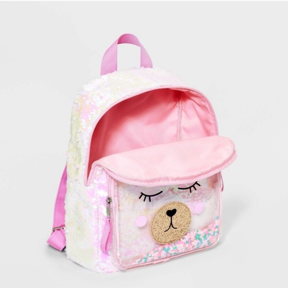 NWT. Girls' 10.5" Sequin Llama Backpack - Cat & Jack™ Pink - Picture 3 of 4